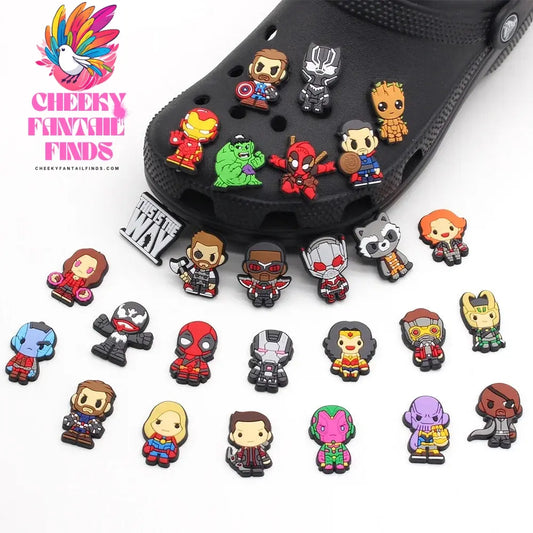 Cute superhero PVC shoes charms cute Cartoon DIY Sandals Accessories for clogs Decorations boy kids gift Cheeky Fantail Finds