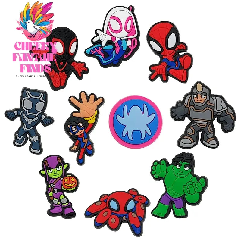 Cute superhero PVC shoes charms cute Cartoon DIY Sandals Accessories for clogs Decorations boy kids gift Cheeky Fantail Finds