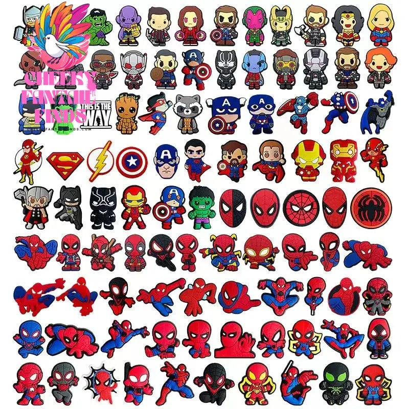 Cute superhero PVC shoes charms cute Cartoon DIY Sandals Accessories for clogs Decorations boy kids gift Cheeky Fantail Finds