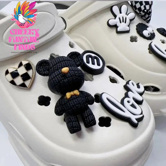 DIY 3D Cute Cartoon Bear Shoe Charms Clogs Slides Sandals Garden Shoes Decorations Charm Set Accessories Kids Gifts Cheeky Fantail Finds