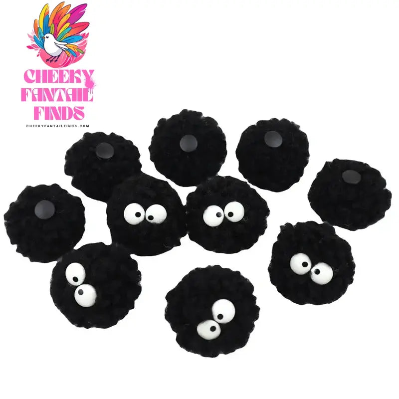 DIY Black Plush Ball Shoes Charms for Furry Ball Cute Hole Shoe Charms Designer Lovely Accessories All-match Hot Sale 2024 Cheeky Fantail Finds