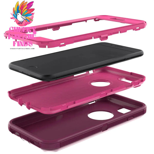 Dark Red Phone Case For iPhone 6/iPhone 6 Plus/iPhone 6s/iPhone 6s Plus Heavy Duty Rugged 3-Layers Cover Cheeky Fantail Finds