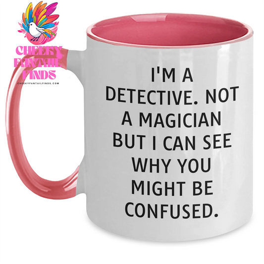Detective Humor Two Tone Coffee Mug Gifts from Family Friends Coworkers for Detective Men - Main