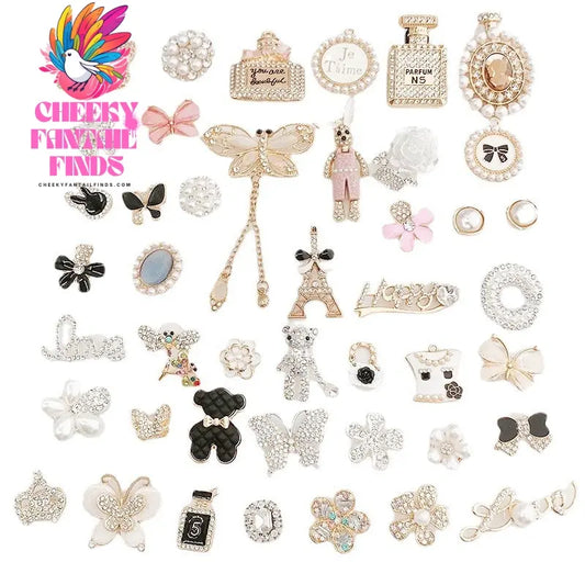 Diy Accessories Pearl Perfume Bottle Shoe Buckle Set Removable Shoes diamond Cheeky Fantail Finds