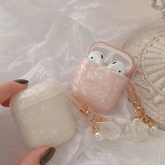 Dreamy Pearl Shell Soft Case with Keychain For AirPods 4 Airpods 3 2 1 pro 2 Wireless Earphone Accessories Headphone Box Cover Cheeky Fantail Finds