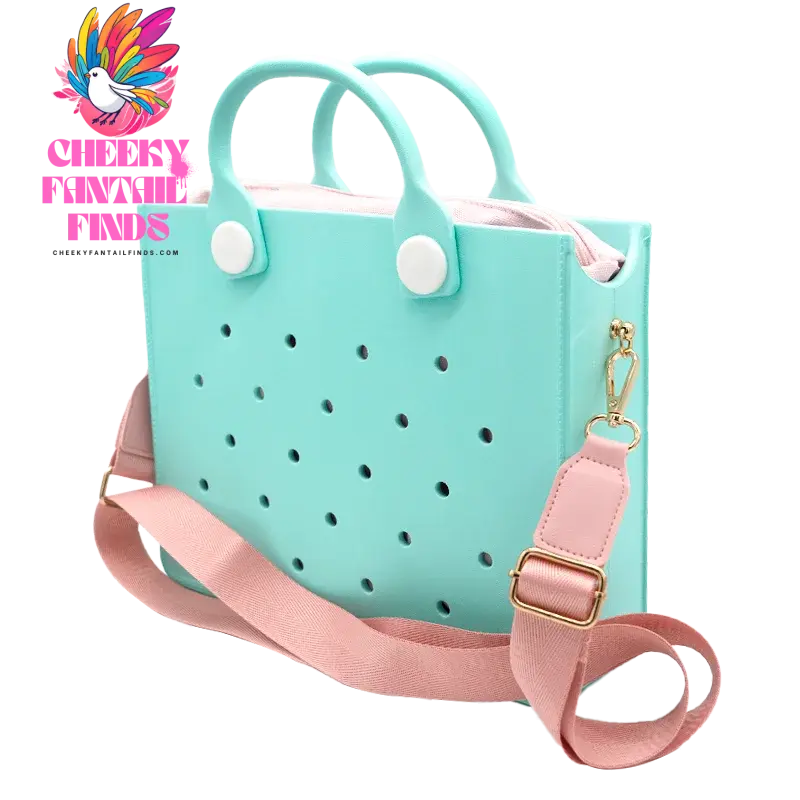EVA Leather Solid Color Tote Bag Travel Work Waterproof Beach Bag Women Fashion Shoulder Bag Punched Outdoor Handbag Fit Charms - Cheeky Fantail Finds