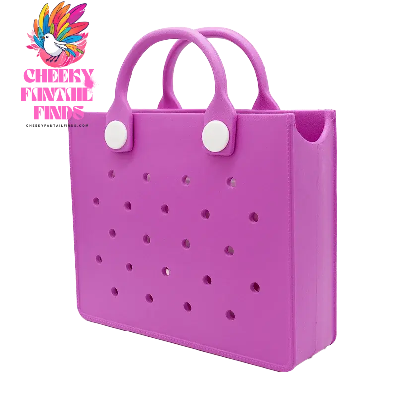 EVA Leather Solid Color Tote Bag Travel Work Waterproof Beach Bag Women Fashion Shoulder Bag Punched Outdoor Handbag Fit Charms - Cheeky Fantail Finds