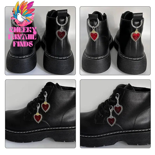 Enamel Rose Flowers Hearts Martin Boots Shoes Buckles Decoration Gothic Turkish Style Shoes Accessories Lucky Jewelry Cheeky Fantail Finds