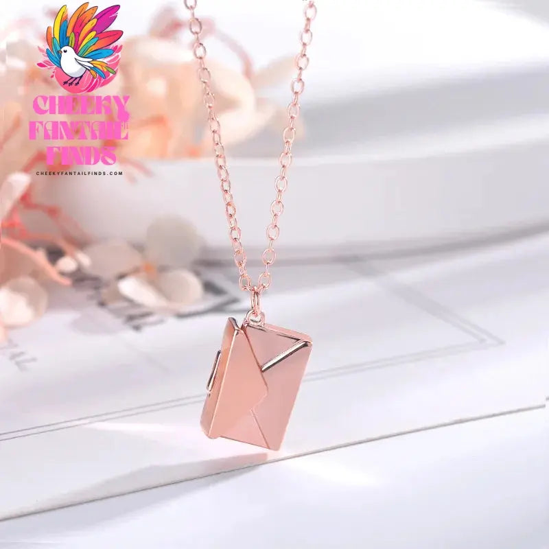 Envelope Locket Necklace with Gold Rose Gold Silver Color Love you Secret Hidden Message Pendant Necklace Gift Jewelry Cheeky Fantail Finds