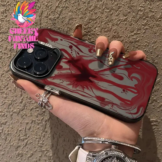 Fashion Devil Red Bloody Plating Phone Case For IPhone 16 15 14 13 12 11 Promax Plus XS New Advanced Anti Drop Shockproof Cover Cheeky Fantail Finds