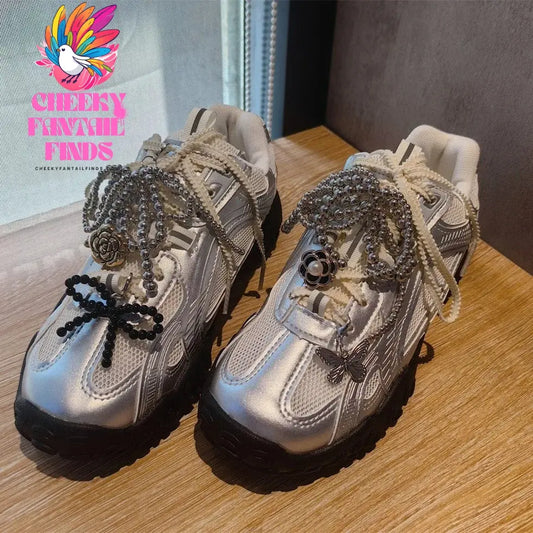 Fashion Shoelaces Clips Buckle Decorations Rhinestones Pearl Gem Casual Flower Shoes Accessories Shoe Charms for Sneakers 1PCS Cheeky Fantail Finds