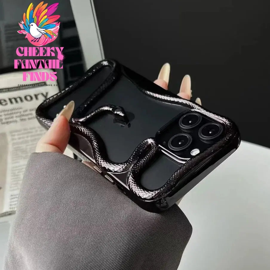 Fashion Snake Pattern Case For iPhone 16 Pro Max 15 14 Pro Luxry Plating Hollow Out Cover For iPhone 13 12 11 Transparent Cover Cheeky Fantail Finds