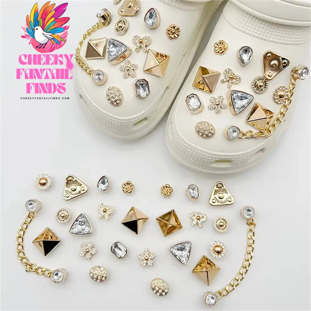 Fashionable Multifunctional Pearl Rhinestone Chain Charm Shoe Accessories Jewelry DIY Detachable Girl Sandals Accessories Cheeky Fantail Finds