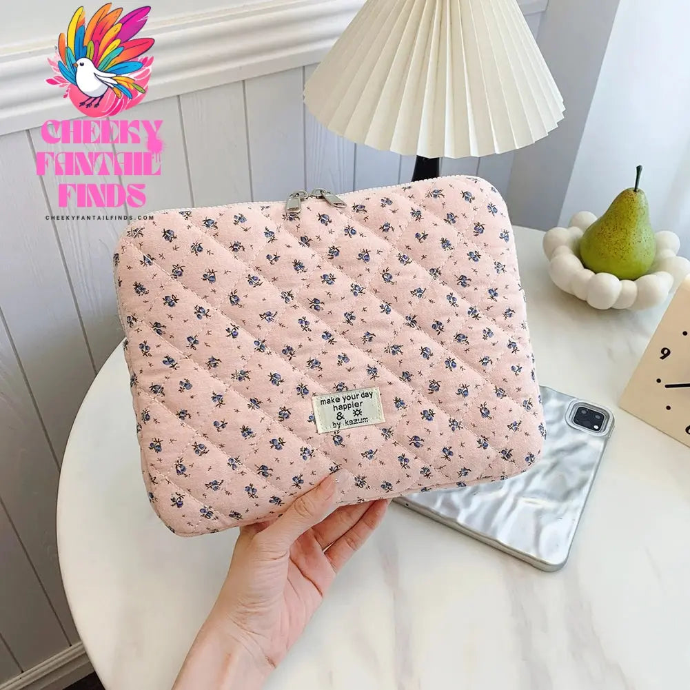 Flower Printed Laptop Sleeve Quilted Laptop Carrying Case Cute Flower Computer Sleeve Cute for 11-15 Inch Laptop Tablet Cheeky Fantail Finds
