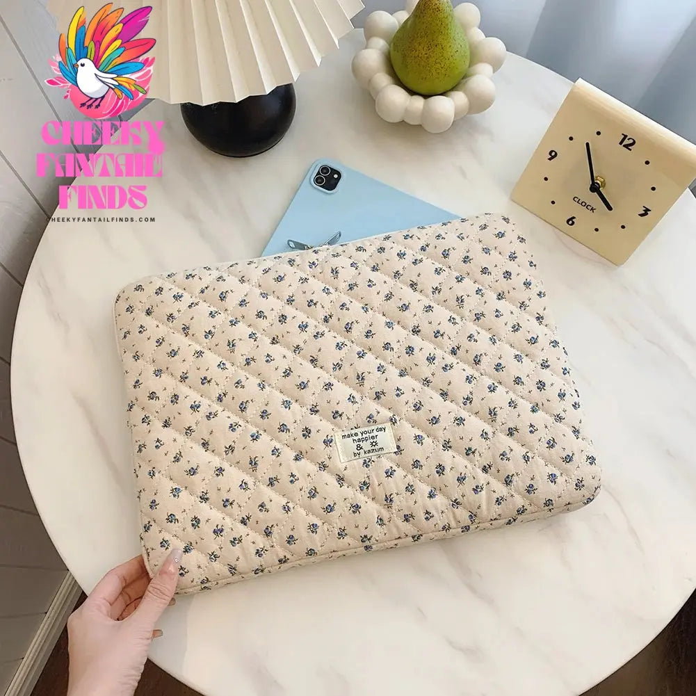 Flower Printed Laptop Sleeve Quilted Laptop Carrying Case Cute Flower Computer Sleeve Cute for 11-15 Inch Laptop Tablet Cheeky Fantail Finds