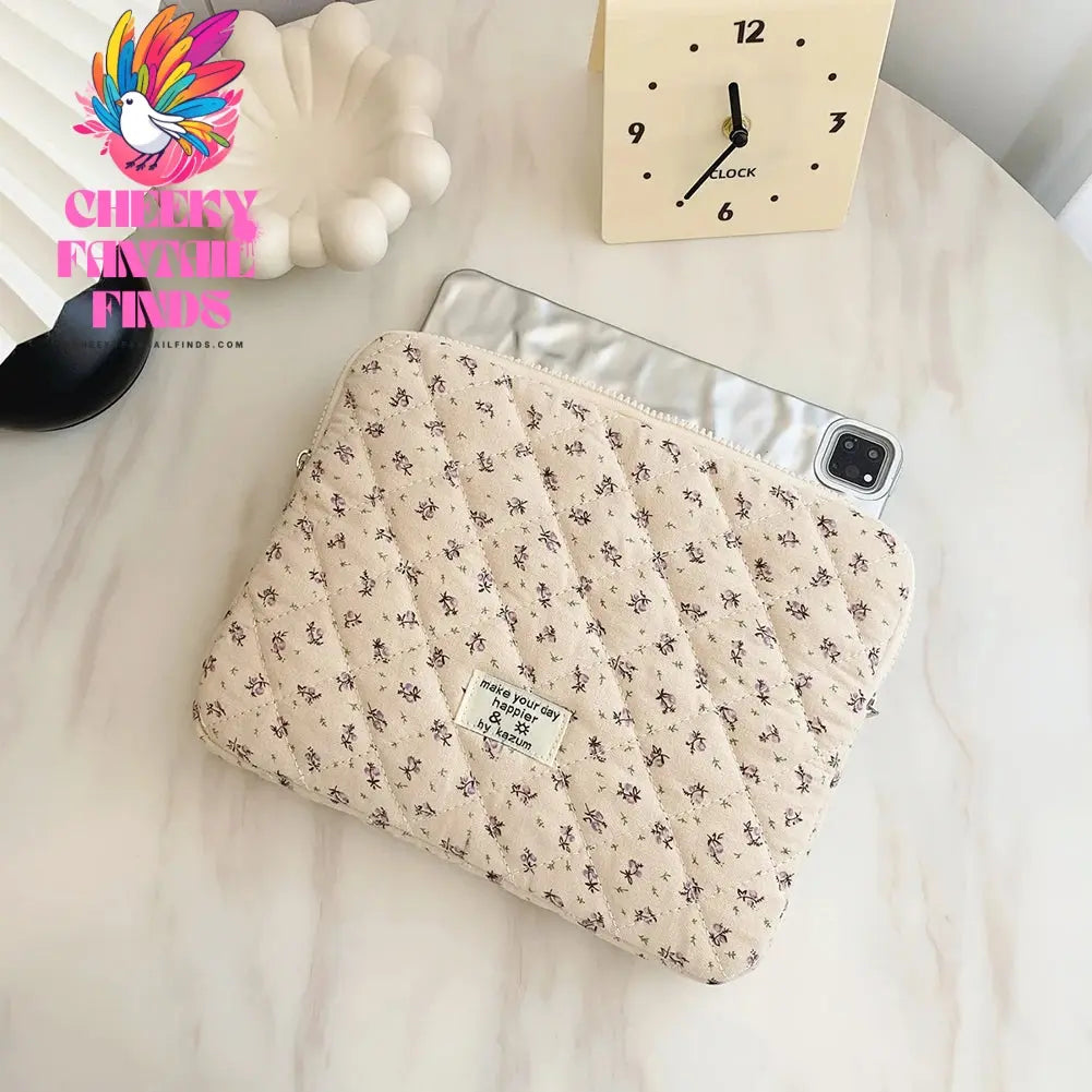 Flower Printed Laptop Sleeve Quilted Laptop Carrying Case Cute Flower Computer Sleeve Cute for 11-15 Inch Laptop Tablet Cheeky Fantail Finds