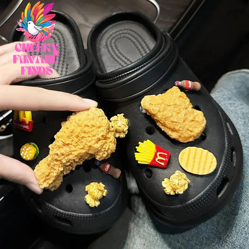 Food Chicken Wing Coke Shoe Charms Designer DIY Simulation Fries Popcorn Shoes Decaration For Clogs Kids Women Gifts New Cheeky Fantail Finds