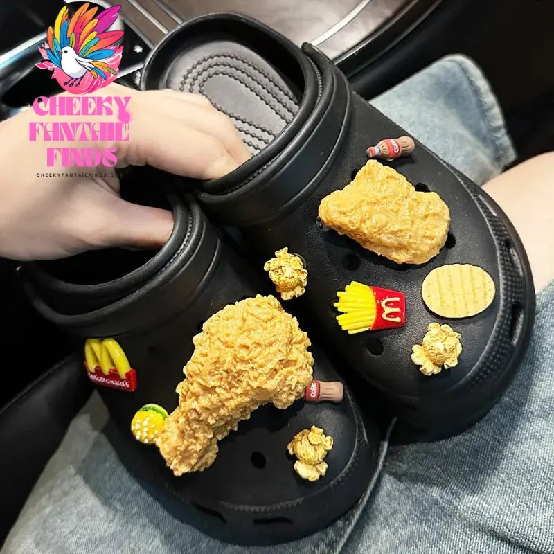 Food Chicken Wing Coke Shoe Charms Designer DIY Simulation Fries Popcorn Shoes Decaration For Clogs Kids Women Gifts New Cheeky Fantail Finds