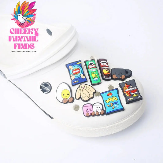 Food series 1-18pcs Hot blood anime Shoes Decorated pvc shoes charm selling designer custom shoe charm Cheeky Fantail Finds