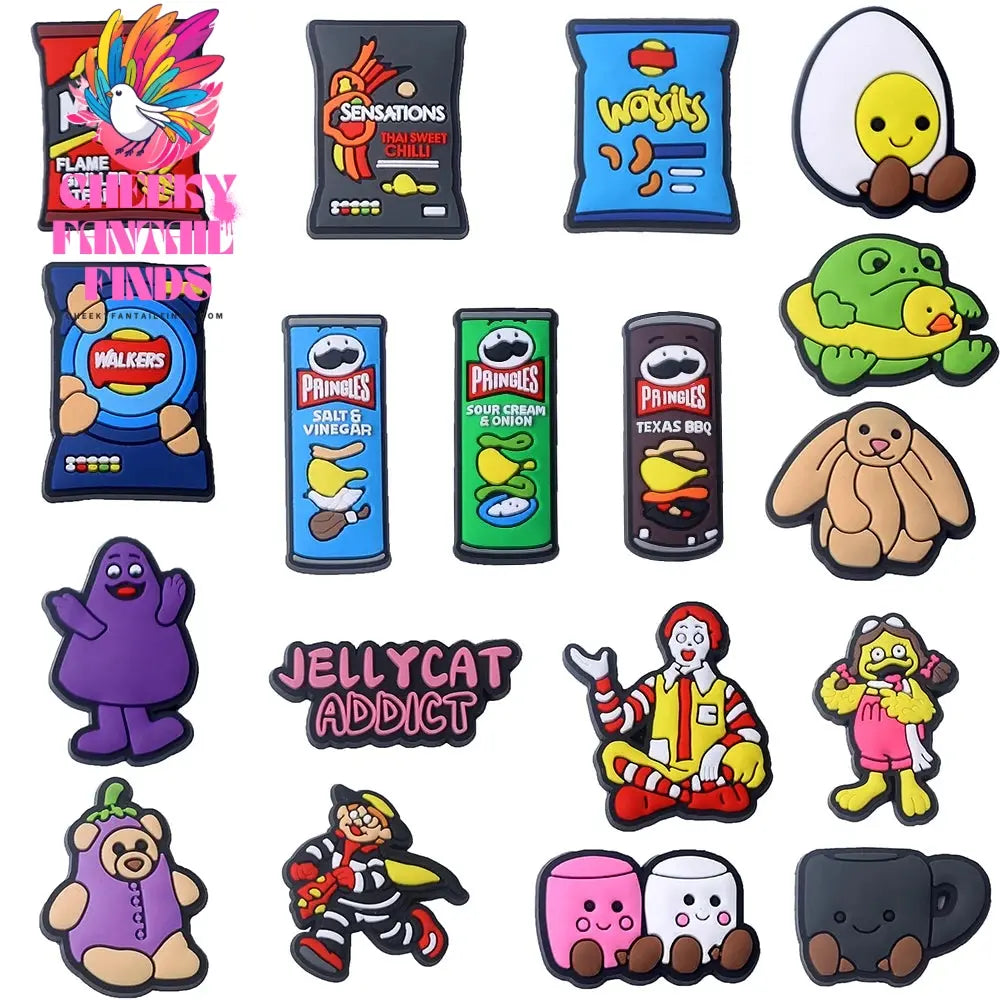 Food series 1-18pcs Hot blood anime Shoes Decorated pvc shoes charm selling designer custom shoe charm Cheeky Fantail Finds