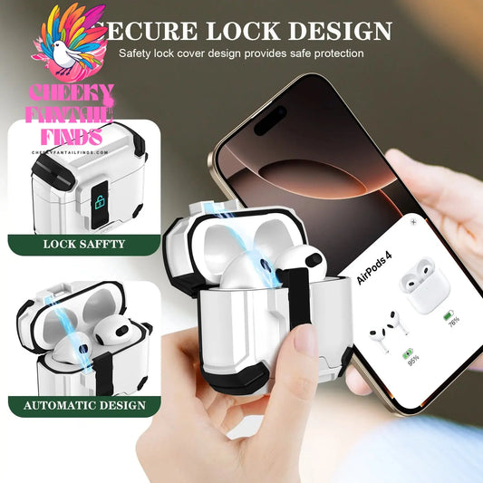 For AirPods 4 Case Secure Lock Full-Body Shockproof Protective Cover 2024 (USB-C) with Keychain Drop-Proof Lock For AirPods 4th Cheeky Fantail Finds