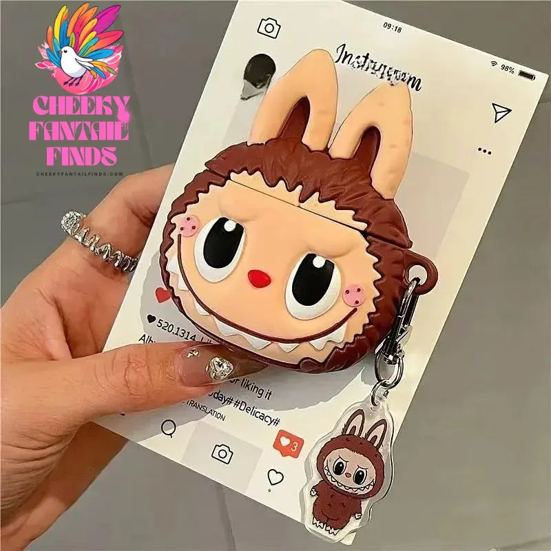 For Apple AirPods 1 2 3 4 Pro 2 Case 3D Labubu Cute Cartoon Silicone Earphone Protective Case Headphone Box With Pendant Cover Cheeky Fantail Finds