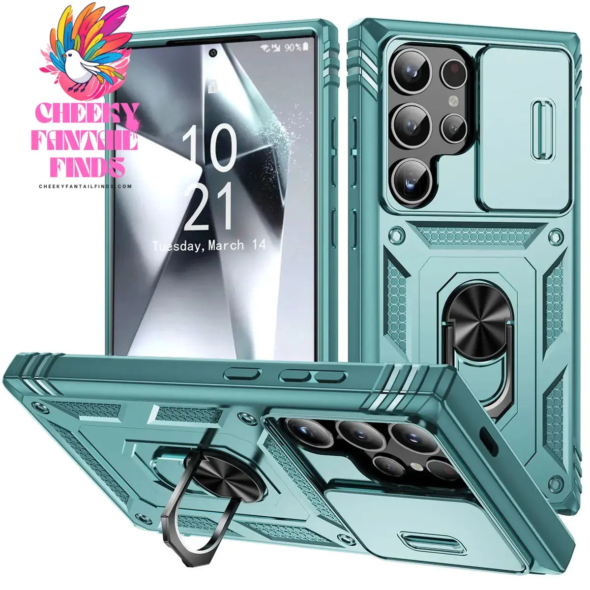 For Samsung Galaxy S24/S24+/S24 Ultra 5G Phone Case Hybrid Ring Kickstand Card Slot Camera Protection Hard Shockproof Cover Cheeky Fantail Finds