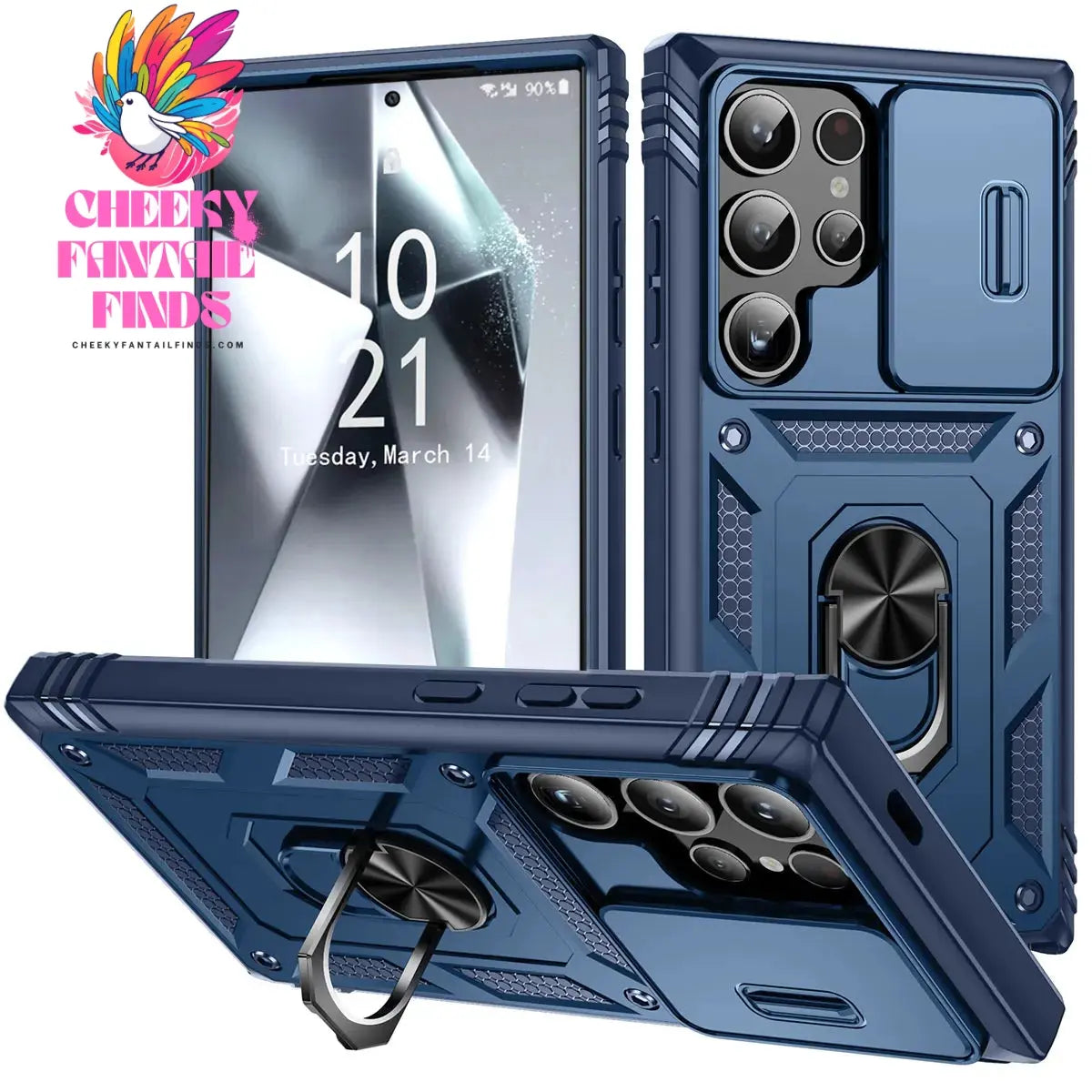 For Samsung Galaxy S24/S24+/S24 Ultra 5G Phone Case Hybrid Ring Kickstand Card Slot Camera Protection Hard Shockproof Cover Cheeky Fantail Finds