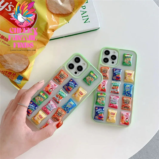 For iPhone 11 12 13 Pro Max Mini 7 8 Plus X XS XR SE 2 3 Protective Cover Creative 3D Potato Chips Snack Packaging Phone Cases Cheeky Fantail Finds