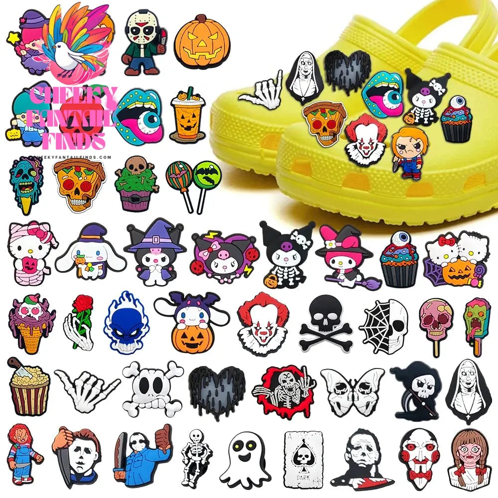 Funny 1PCS Halloween Series Cartoon Ghosts Skeleton PVC Shoe Charms DIY Candy Accessories Decorate Kids Unisex Party Gift Cheeky Fantail Finds