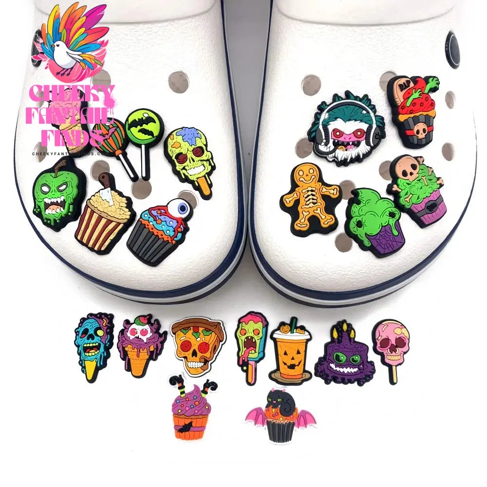 Funny 1PCS Halloween Series Cartoon Ghosts Skeleton PVC Shoe Charms DIY Candy Accessories Decorate Kids Unisex Party Gift Cheeky Fantail Finds