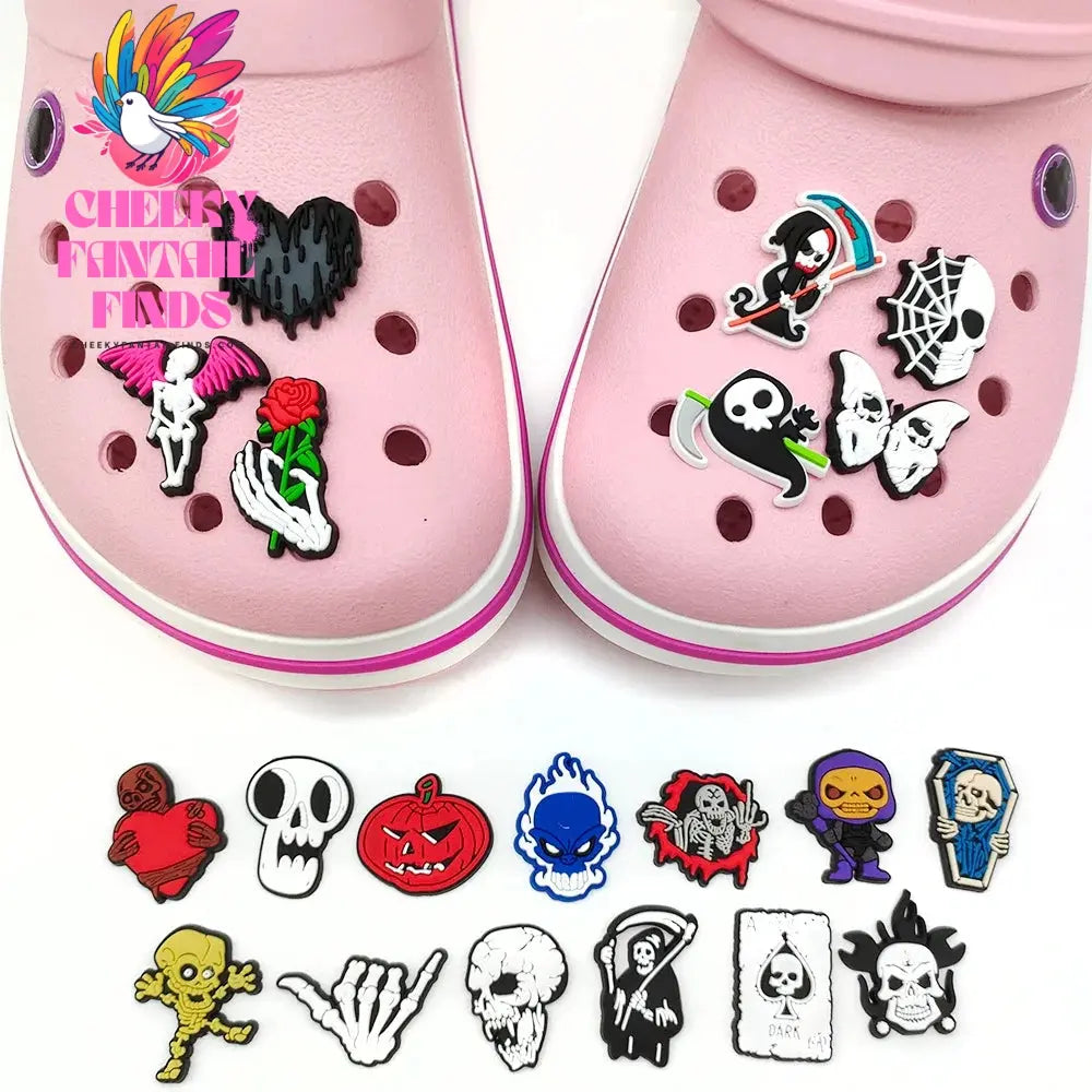 Funny 1PCS Halloween Series Cartoon Ghosts Skeleton PVC Shoe Charms DIY Candy Accessories Decorate Kids Unisex Party Gift Cheeky Fantail Finds