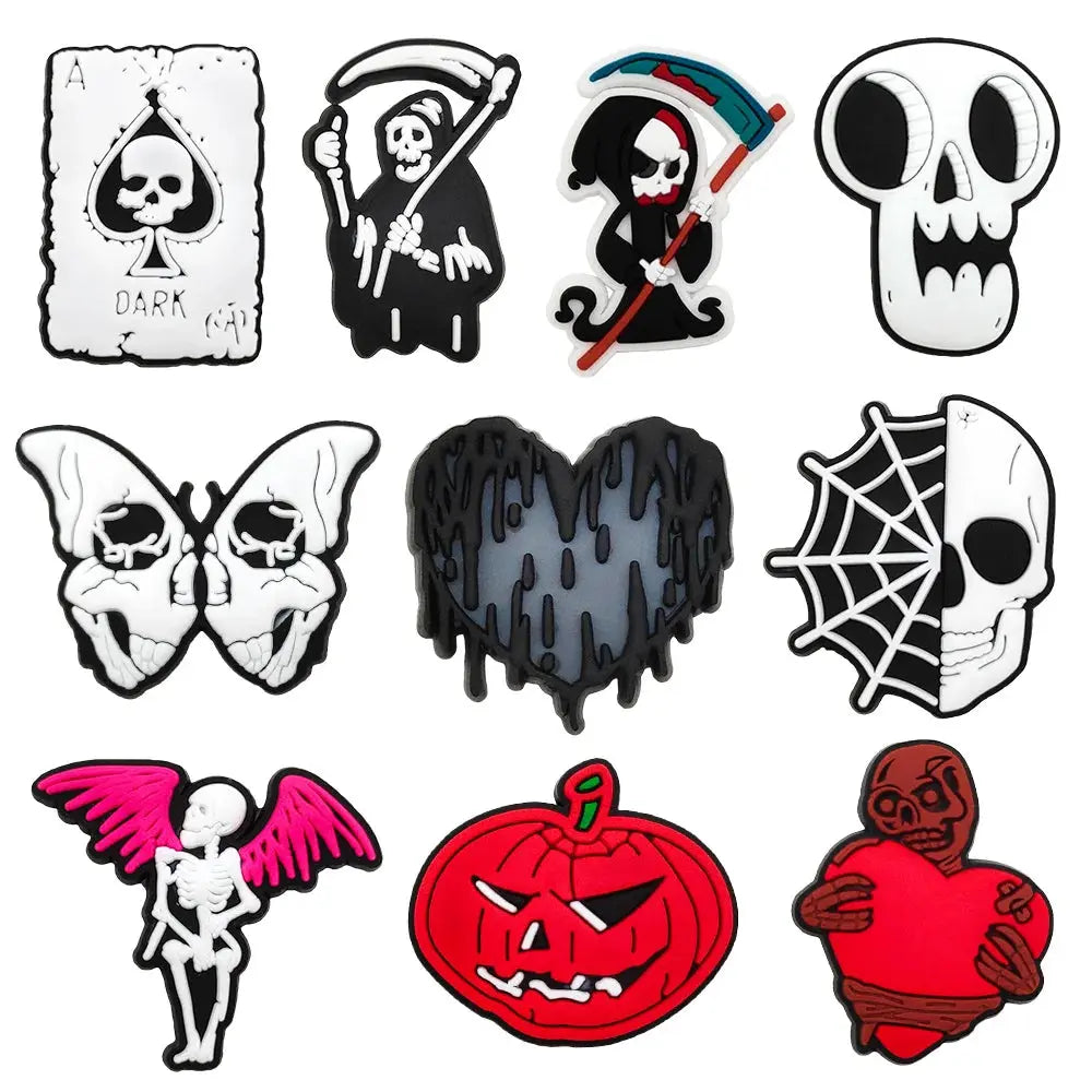 Funny 1PCS Halloween Series Cartoon Ghosts Skeleton PVC Shoe Charms DIY Candy Accessories Decorate Kids Unisex Party Gift Cheeky Fantail Finds