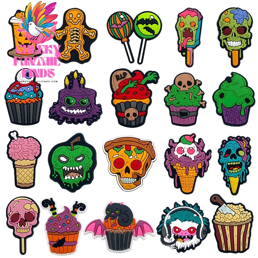 Funny 1PCS Halloween Series Cartoon Ghosts Skeleton PVC Shoe Charms DIY Candy Accessories Decorate Kids Unisex Party Gift Cheeky Fantail Finds