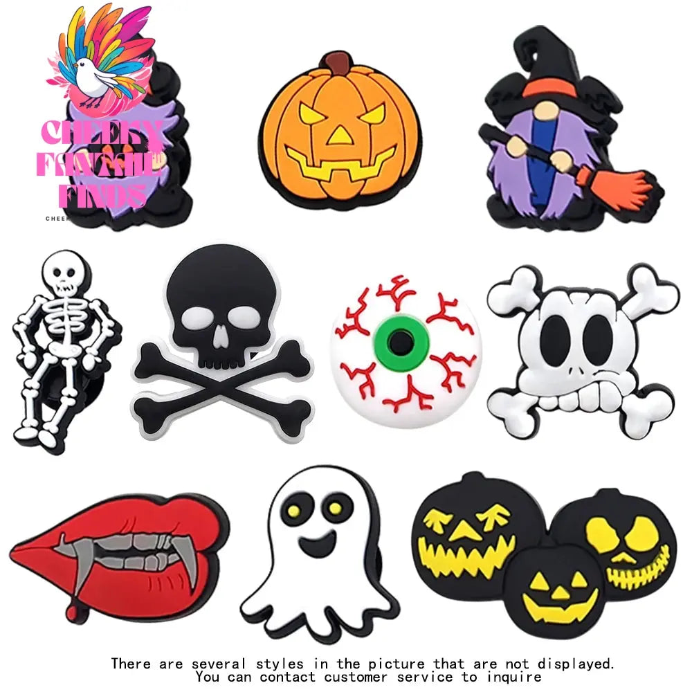 Funny 1PCS Halloween Series Cartoon Ghosts Skeleton PVC Shoe Charms DIY Candy Accessories Decorate Kids Unisex Party Gift Cheeky Fantail Finds