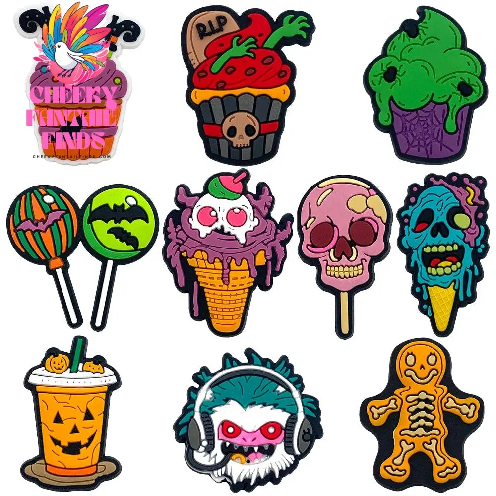 Funny 1PCS Halloween Series Cartoon Ghosts Skeleton PVC Shoe Charms DIY Candy Accessories Decorate Kids Unisex Party Gift Cheeky Fantail Finds