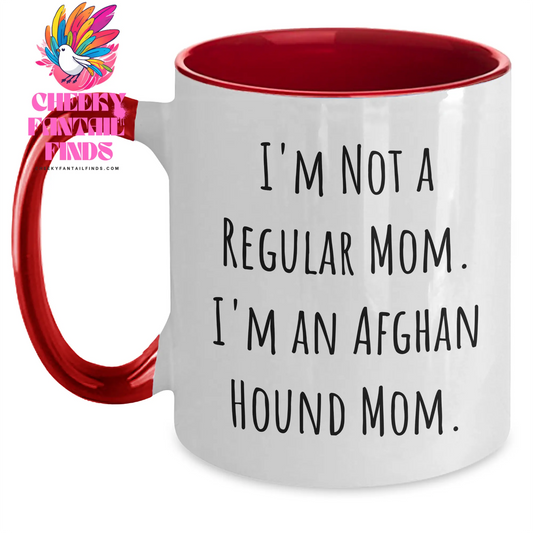 Funny Afghan Hound Dog Mom Gift for Dad, 'I'm Not A Regular Mom. I'm An Afghan Hound Mom.' Two Tone Coffee Mug, Gifts from Mom for Father's Day - Main