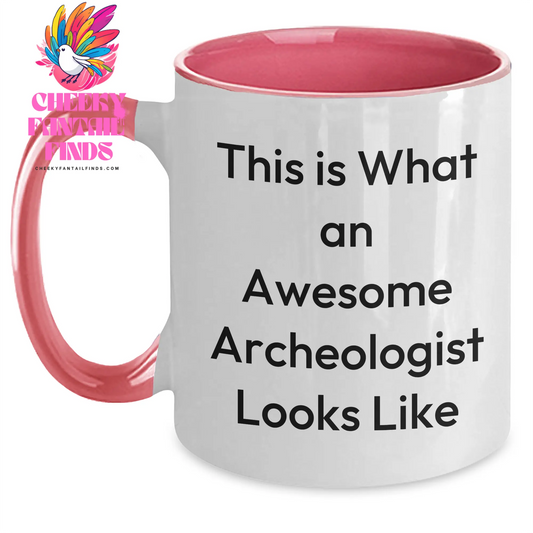 Funny Archeologist Gifts for Men, Two Tone Coffee Mug with 'This Is What An Awesome Archeologist Looks Like' Quote, Gifts from Family for Father's Day - Main