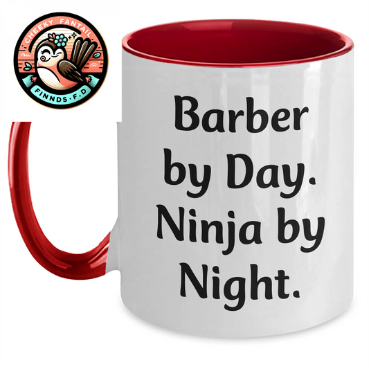 Funny Barber Gifts from Men - Barber By Day Ninja By Night Two Tone Coffee Mug for Father's Day Unique Presents - Main