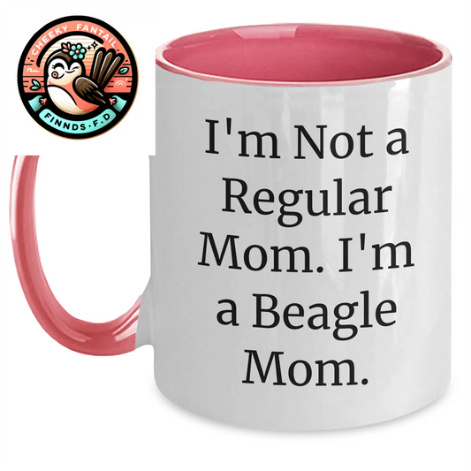 Funny Beagle Dog Mom Gifts for Him, Two Tone Coffee Mug - 'I'm Not A Regular Mom. I'm A Beagle Mom.' from Men, Gifts for Beagle Dog Lovers - Main