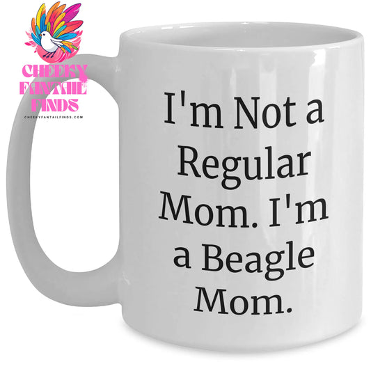 Funny Beagle Dog Mom Gifts for Men, White Coffee Mug with 'I'm Not A Regular Mom. I'm A Beagle Mom.' Quote for Father's Day, Gifts from Family - Main
