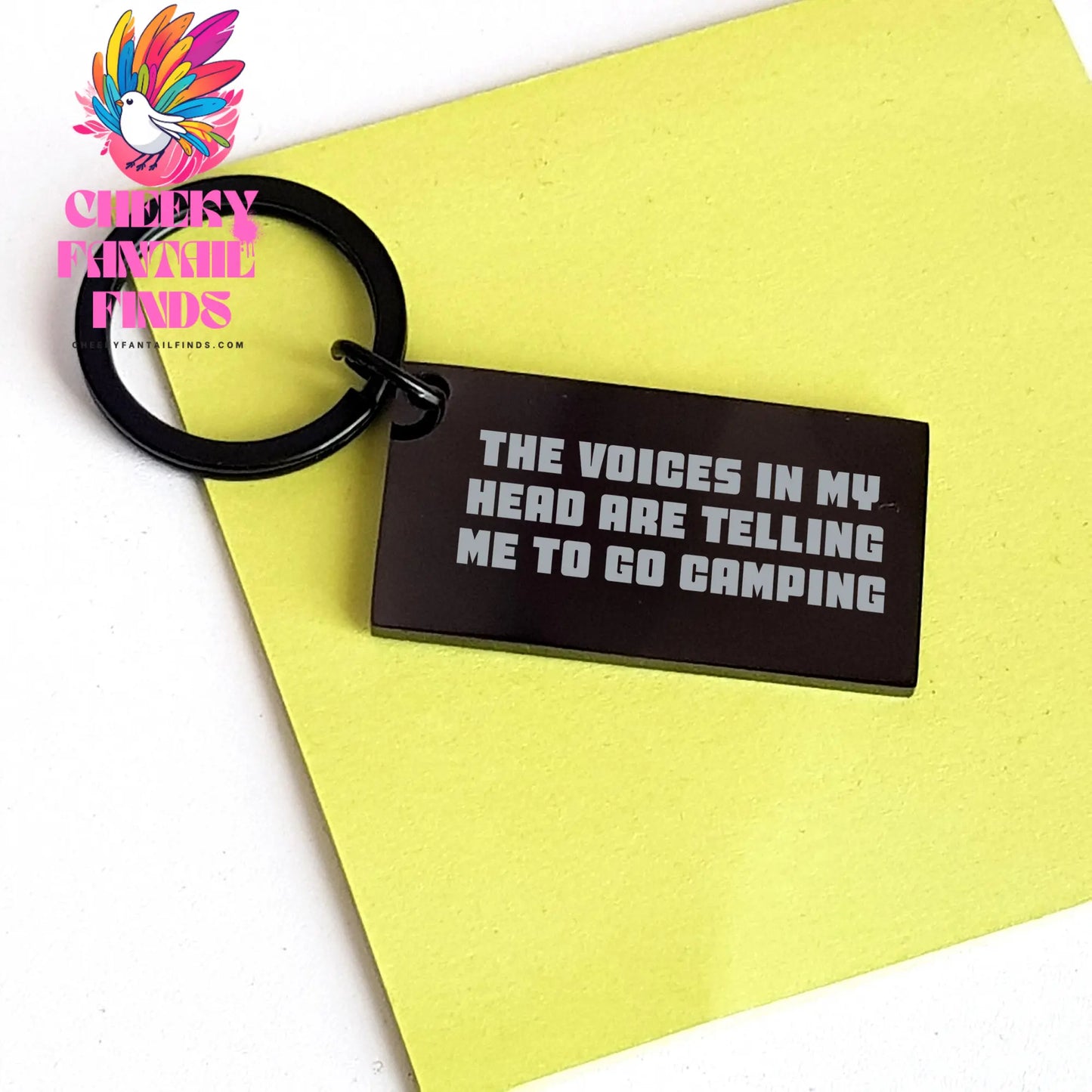 Funny Camping Gifts, Engraved Keychain for Camping Enthusiasts, Inspirational Quote 'The Voices In My Head Are Telling Me To Go Camping' from Family to Mom - Image 3