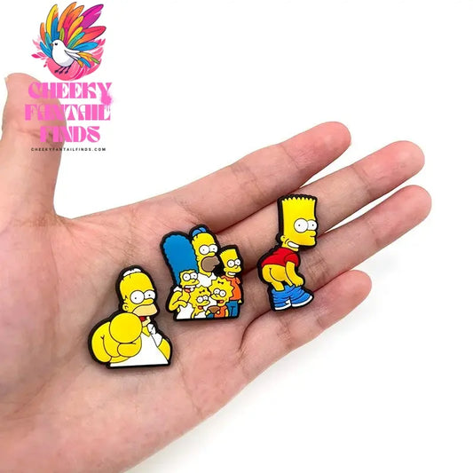 Funny Cartoon comedy Yellow Shoe Charms Family Characters PVC 1PCS Fashion Sandals Pin DIY Accessories Decorate Boys kids Gifts Cheeky Fantail Finds