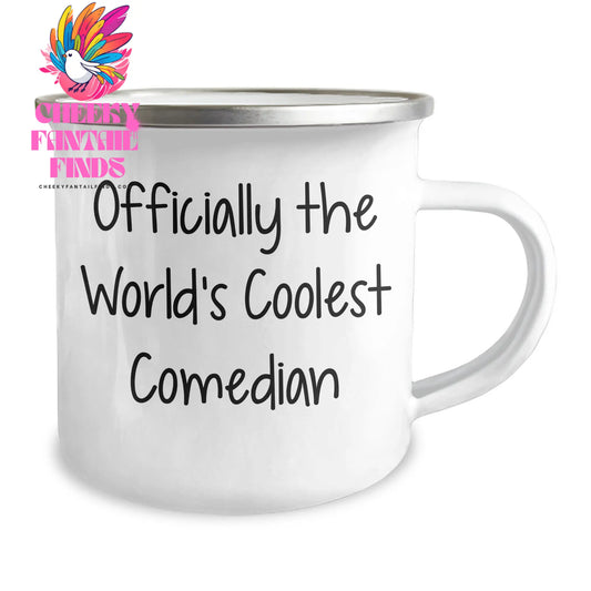 Funny Comedian Gifts from Friends to Family, Mother's Day Unique Camping Mugs, 'Officially The World's Coolest Comedian' Quote, 12 oz Stainless Steel with Enamel Finish - Image 2