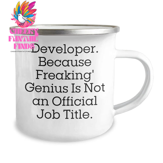 Funny Developer Gifts, Camping Mug for Men, 'Developer. Because Freaking' genius Is Not An Official Job Title.' Quote, Gifts from Family, Unique Father's Day Unique Gifts - Image 2