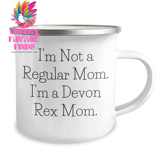 Funny Devon Rex Cat Mom Gifts from Family for Mother's Day Camping Mug 'I'm Not A Regular Mom. I'm A Devon Rex Mom.' - Image 2