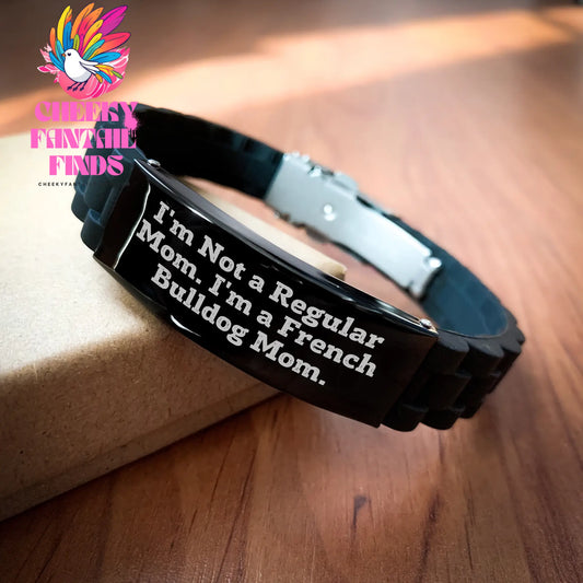Funny French Bulldog Mom Gifts for Men, 'I'm Not A Regular Mom. I'm A French Bulldog Mom.' Glide lock Clasp Bracelet, Father's Day Unique Gifts from Family - Image 2