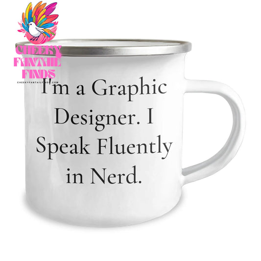 Funny Graphic Designer Gifts from Friends - I Speak Fluently In genius. - Unique Camping Mug for Dad on Father's Day - Image 2