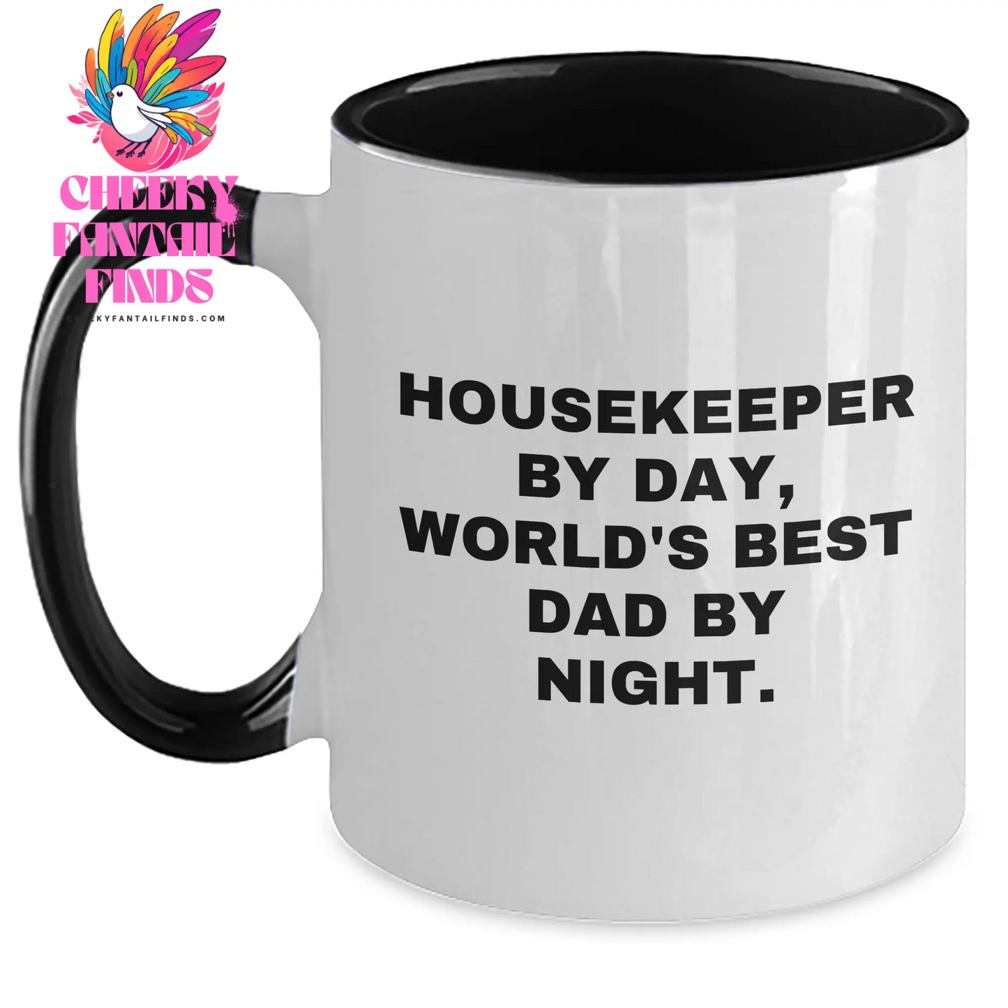 Funny Housekeeper Gifts, Housekeeper By Day, World's Best Dad By Night. Two Tone Coffee Mug, Father's Day Unique Gifts from Family - Main