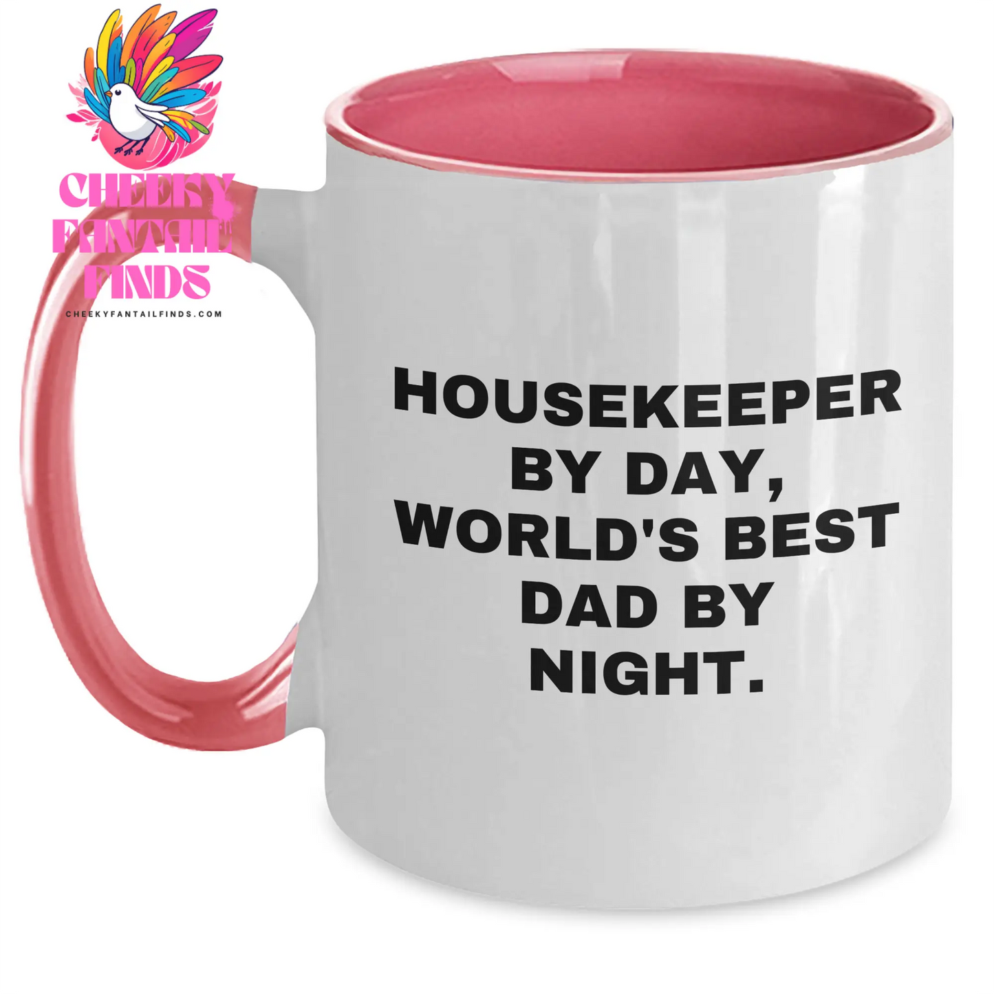 Funny Housekeeper Gifts, Housekeeper By Day, World's Best Dad By Night. Two Tone Coffee Mug, Father's Day Unique Gifts from Family - Main